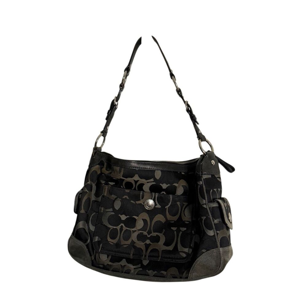Coach Chelsea Optic Signature Suede Shoulder Bag Y2K